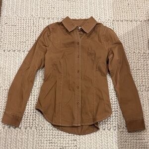 Brown Long Sleeve Button-Up Shirt